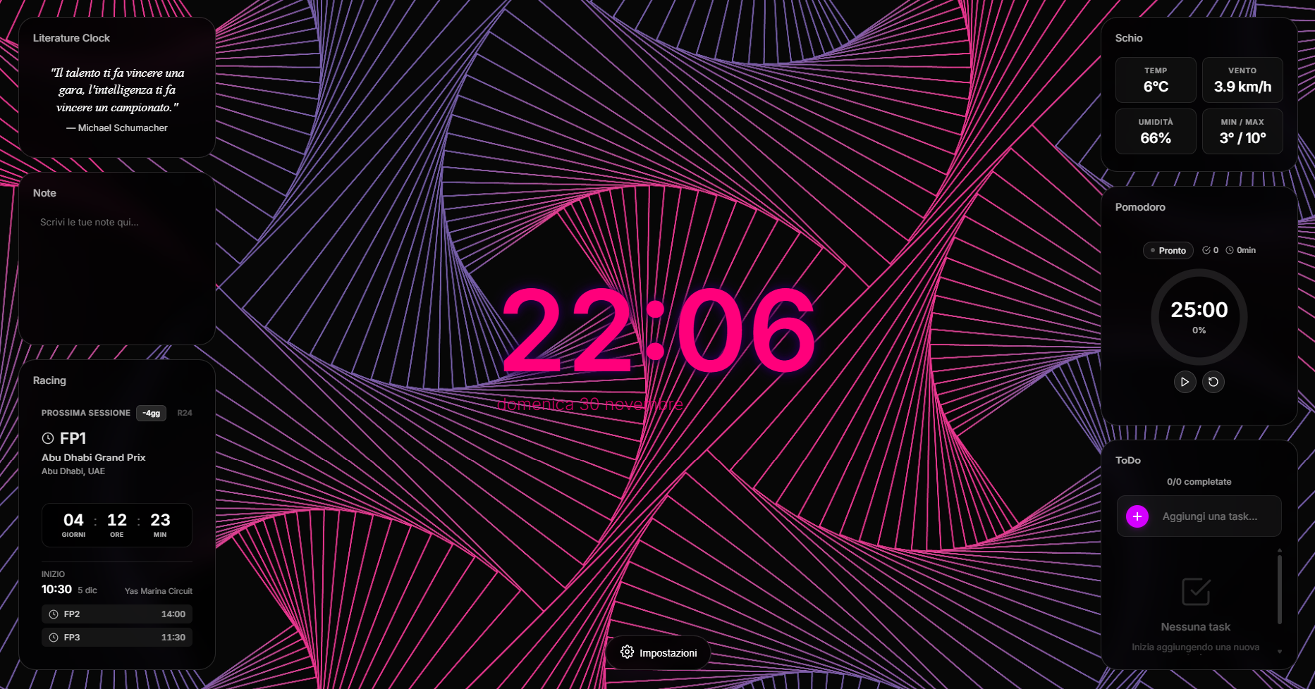 ZenTab layout in pure black background